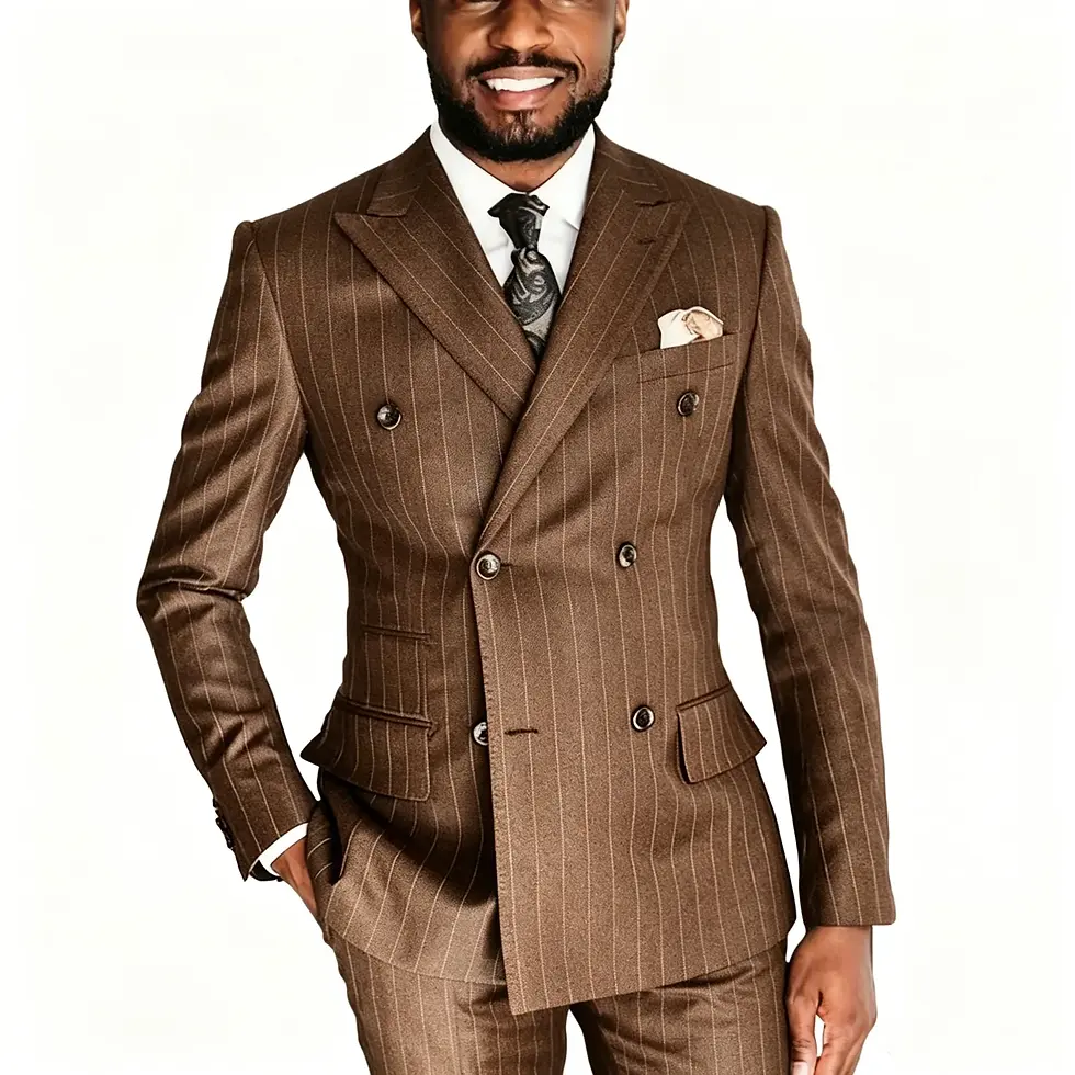 Miniatura: Men's Striped Designer Suits Slim Fit Fashion Suits Double Breasted