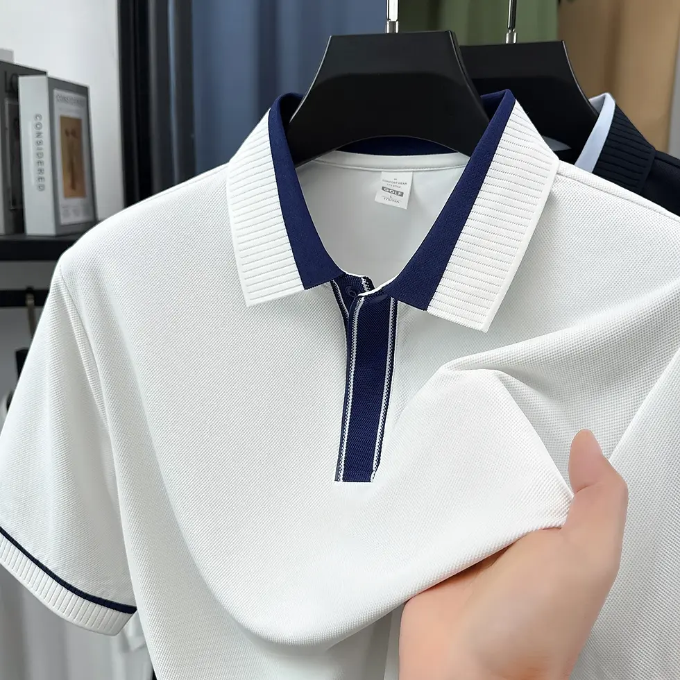 Miniatura: Men Polo Shirt Short Sleeve Summer New Ice Silk Light and Thin