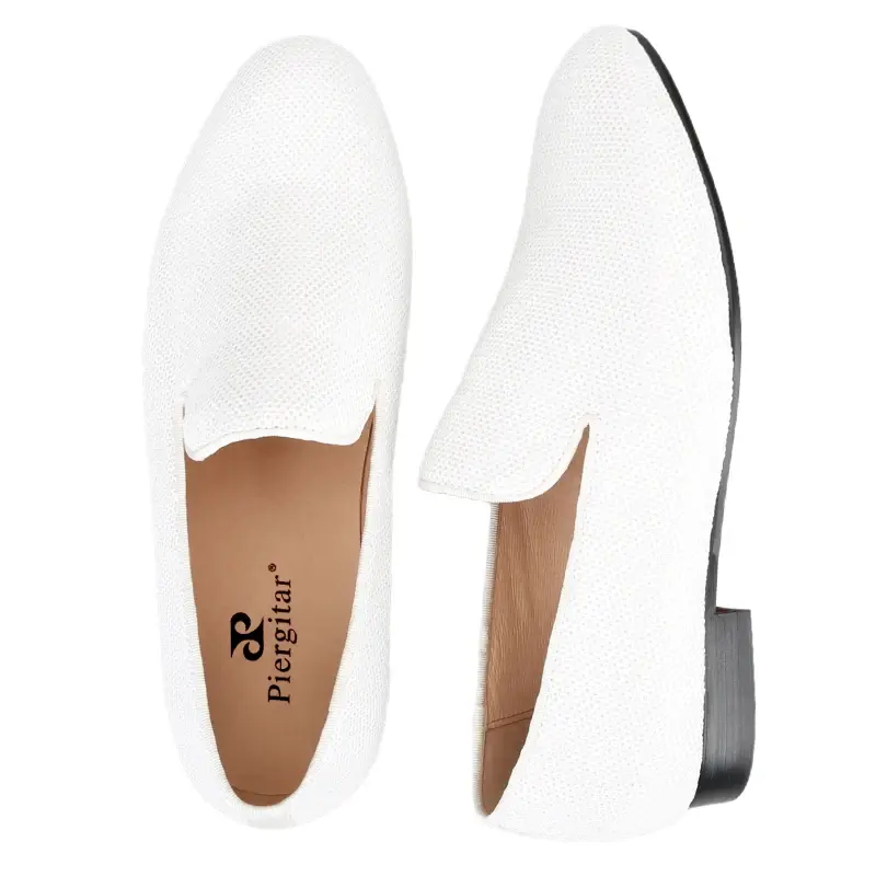 Pikkukuva: Piergitar 2026 Handmade White Color Sequins Men's Smoking Slippers