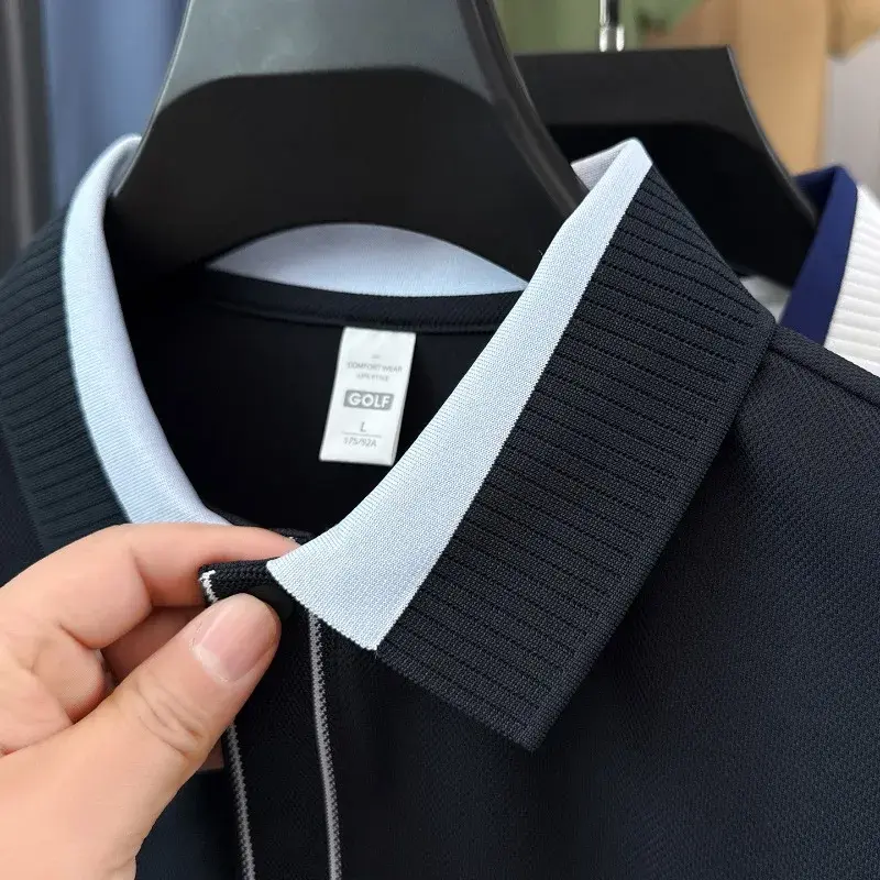 Miniaturbild: Men Polo Shirt Short Sleeve Summer New Ice Silk Light and Thin