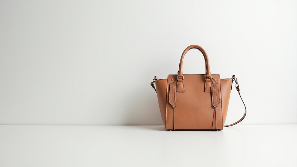 Close-up view of a second-hand designer handbag on a white background