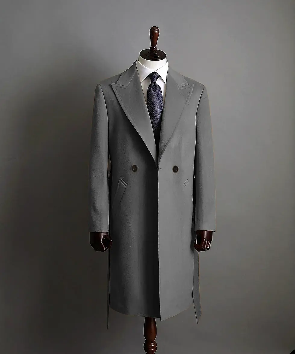 Thumbnail: Slim Fit Men's Trench Coat Customized Peaked Lapel Double Breasted