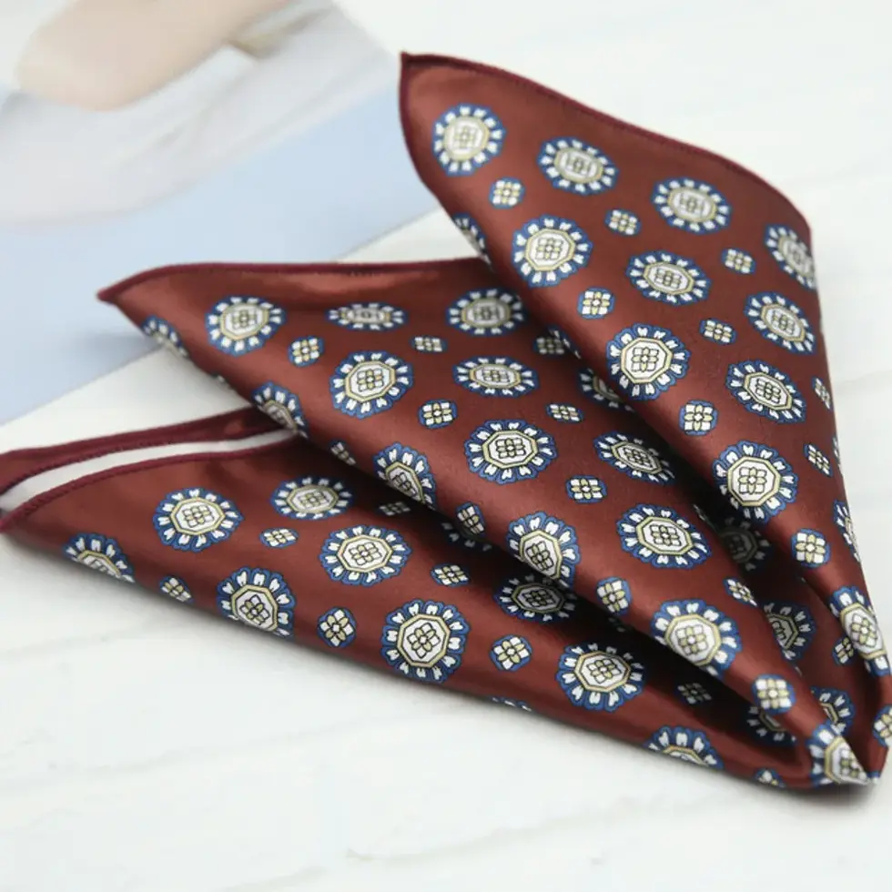Thumbnail: 2026 Oversized Silky Pocket Square for Men 27CM Luxury Floral Dots Pocket Square