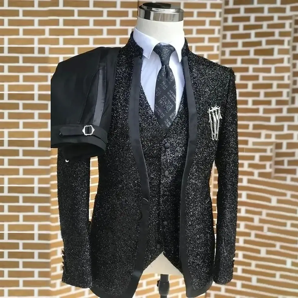 Thumbnail: Fashion Wedding Tuxedos Men Suits Floral Pattern One Button Shawl Lapel Size 38
