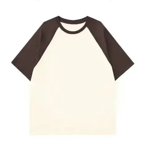 Küçük resim: Classic 300g Heavyweight Contrasting Color Patchwork Short Sleeved T-Shirt SizeL
