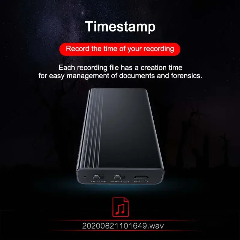 Miniatura: 500 Hours Time Mini Voice Activated Recorder Built-In Magnet