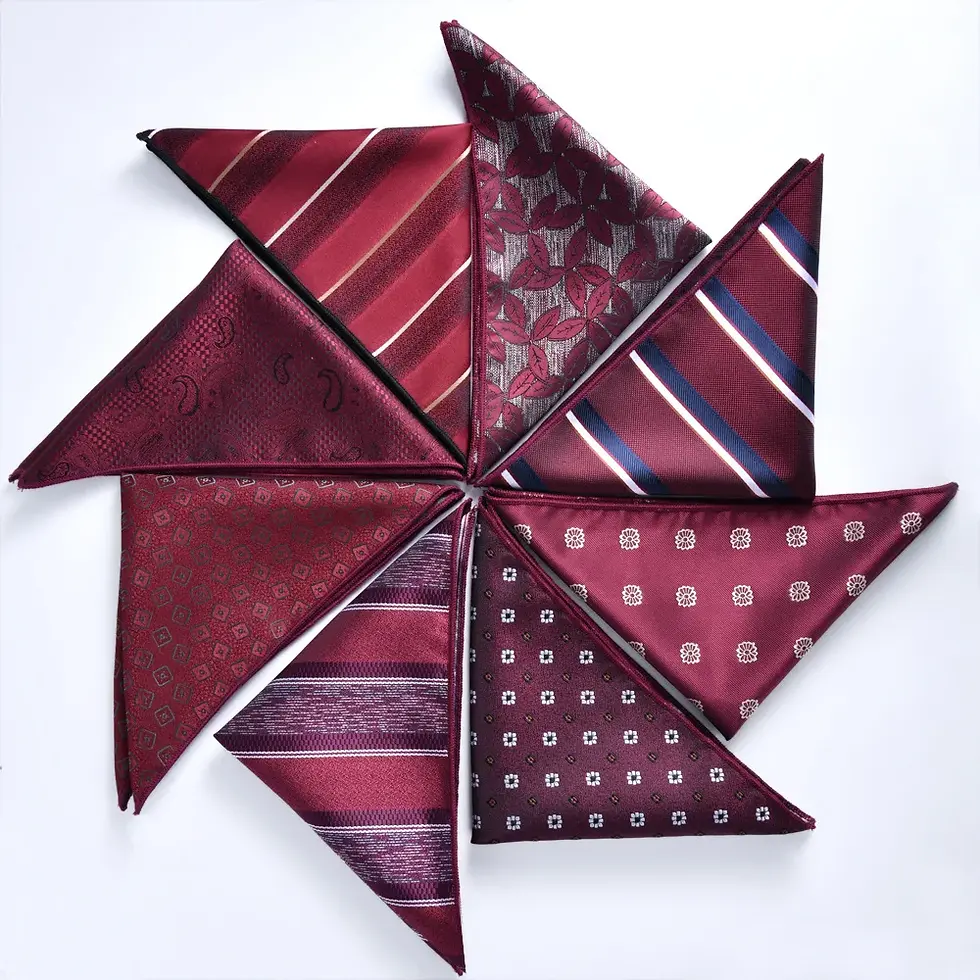 Thumbnail: Burgundy Stripe Pocket Squares for Men, Foldable Suit Hanky