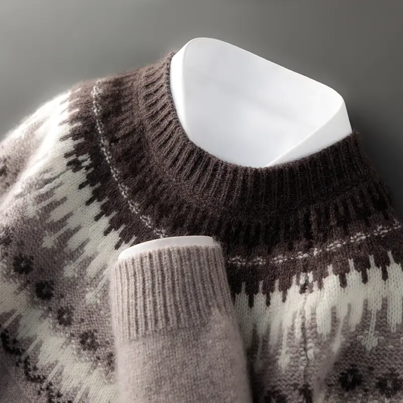 Thumbnail: Men's 100% Cashmere Thick Semi-High Neck Knit Sweater