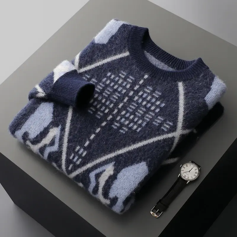 縮圖：Men's 100% Merino Wool Casual Knit Sweater Autumn Winter