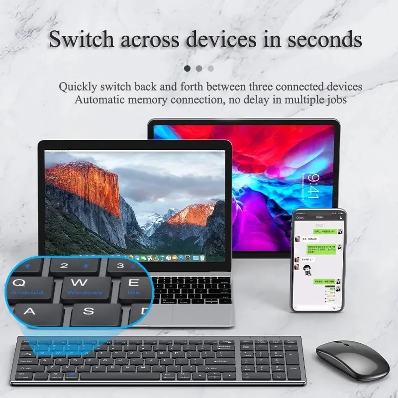 Bluetooth 5.0 & 2.4G Wireless Keyboard and Mouse Combo