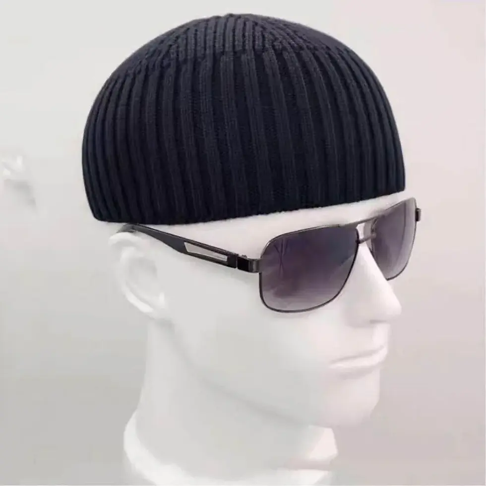 Thumbnail: Unisex Solid Color Knitted Winter Beanie Cap 16cm