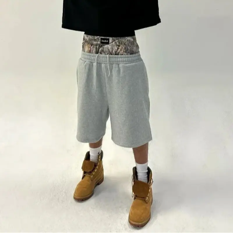Men's Streetwear Heather Grey Sweat Shorts Hip Hop