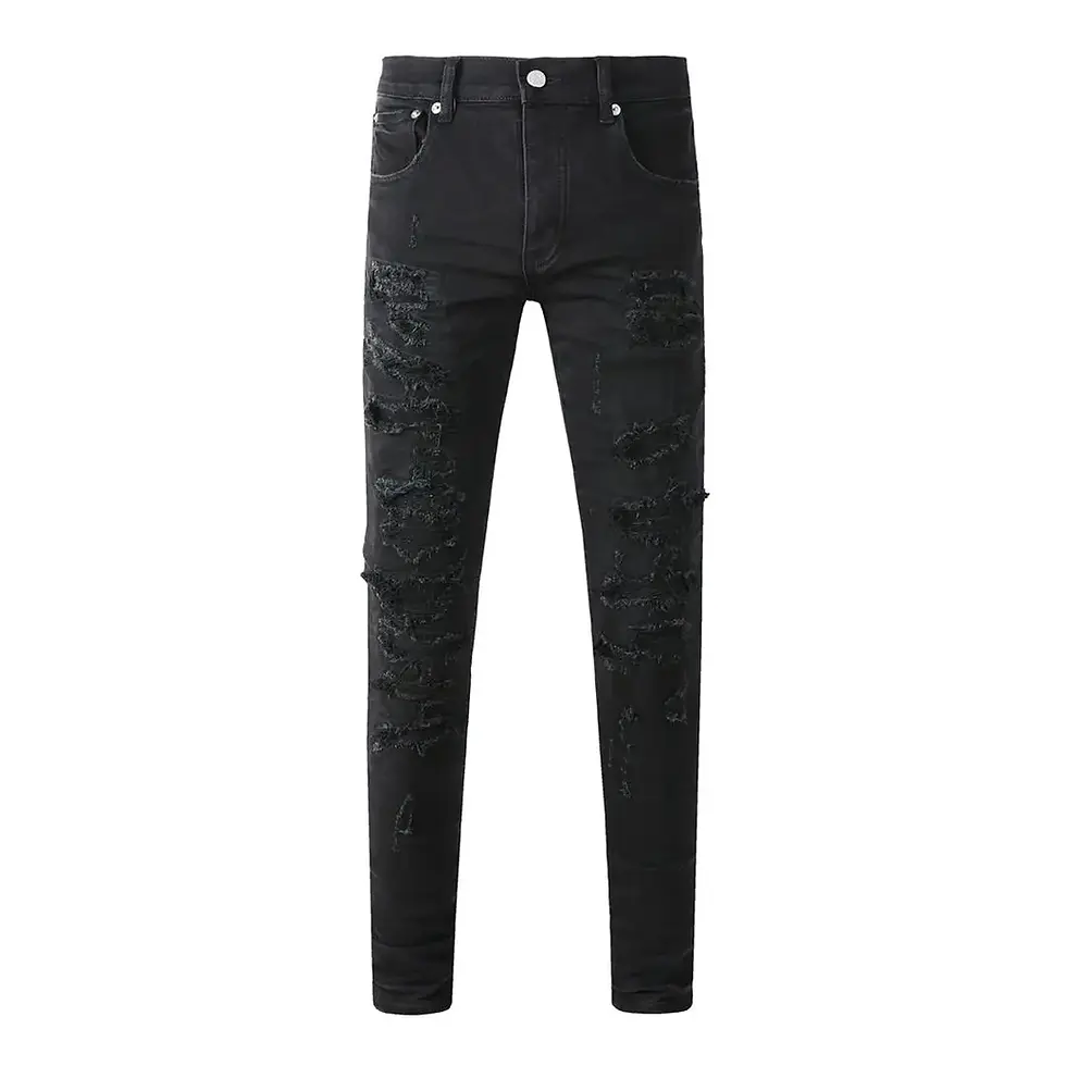 Thumbnail: Trendy Korean Style Men's Jeans  Vintage Low Rise Stretch Skinny Size 34