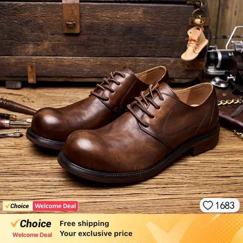 Vintage Men's Genuine Leather Brogues Dress Shoes Size 8