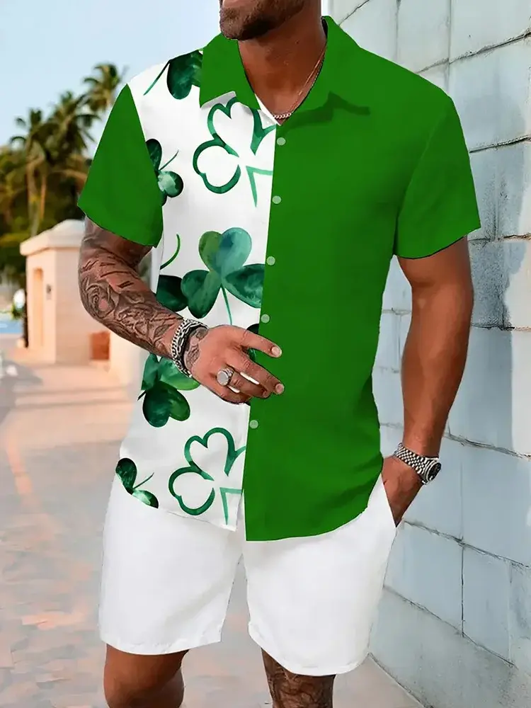 Miniaturbild: 2025 New Summer Casual Men's Shirt and Beach Shorts Set Size M