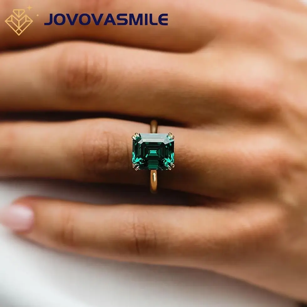Thumbnail: JOVOVASMILE 5 Carat Moissanite 10.5x9.25mm Asscher Cut Dark Green