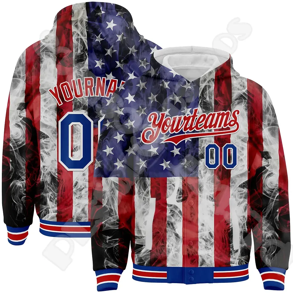 Thumbnail: Red and brown varsity jacket yourteam text on fronr