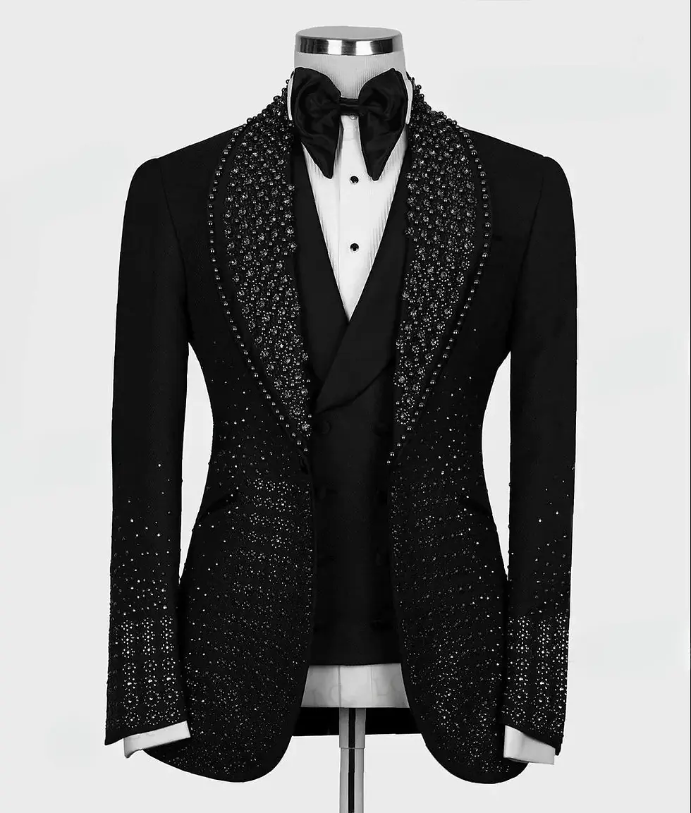 Thumbnail: Luxury mens suit 2 piece set beaded suit