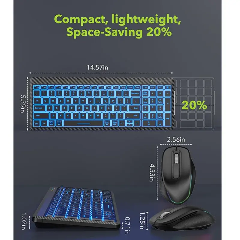 Miniaturebillede: JOMAA Bluetooth USB Wireless Keyboard Mouse Set English