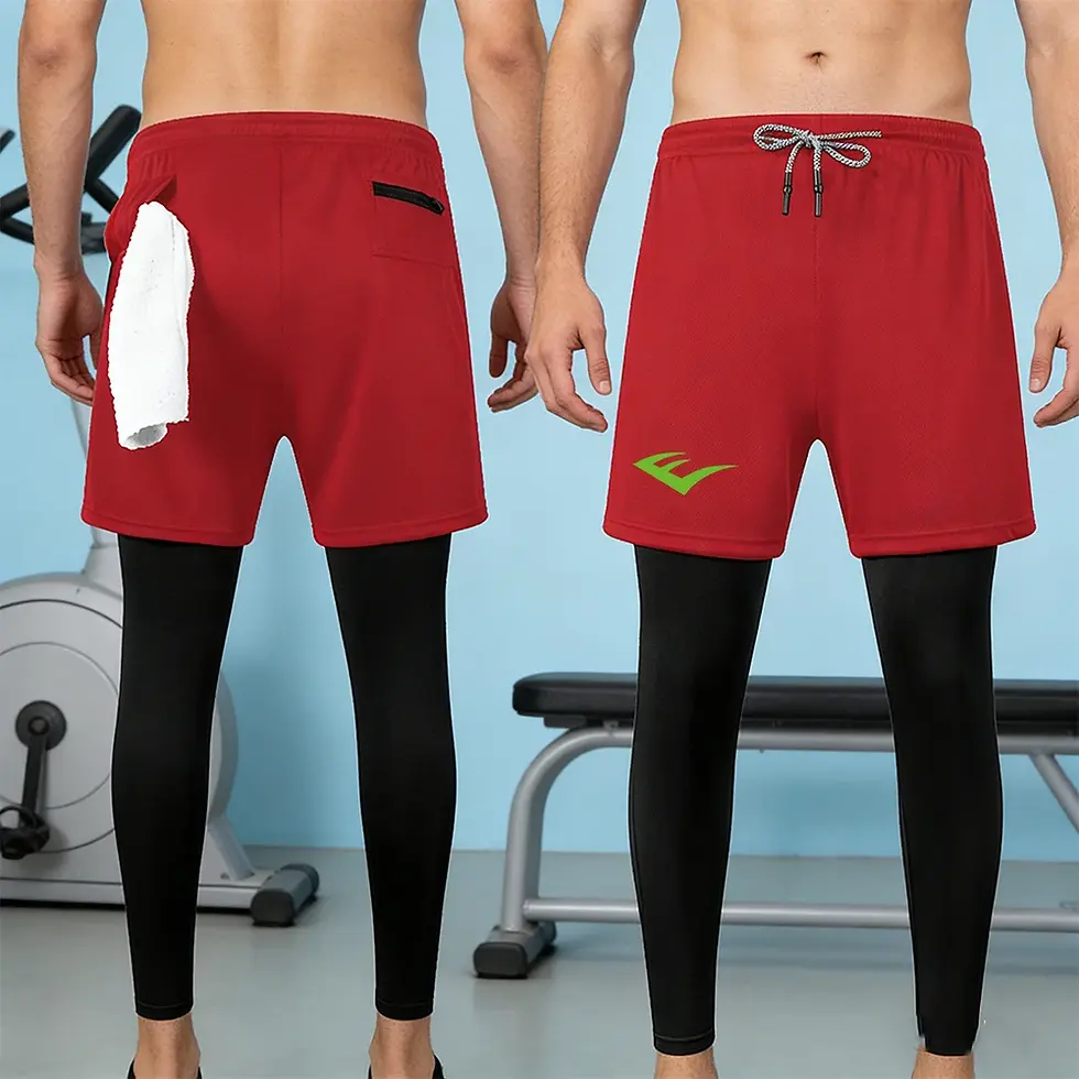縮圖：Men's Dual-Layer Athletic Long Trousers With Towel Loop 2-in-1 Quick Dry