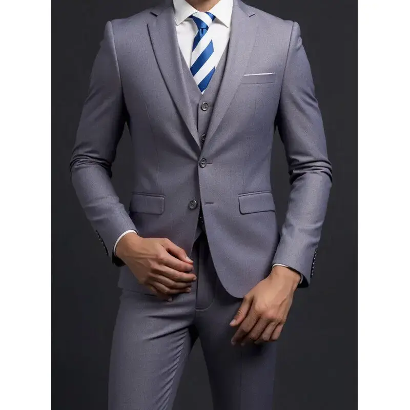 Thumbnail: Men's Three-Piece Business Suit Polyester Viscose Formal Wear Size m