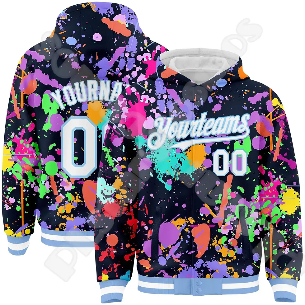 Thumbnail: Red and brown varsity jacket yourteam text on fronr