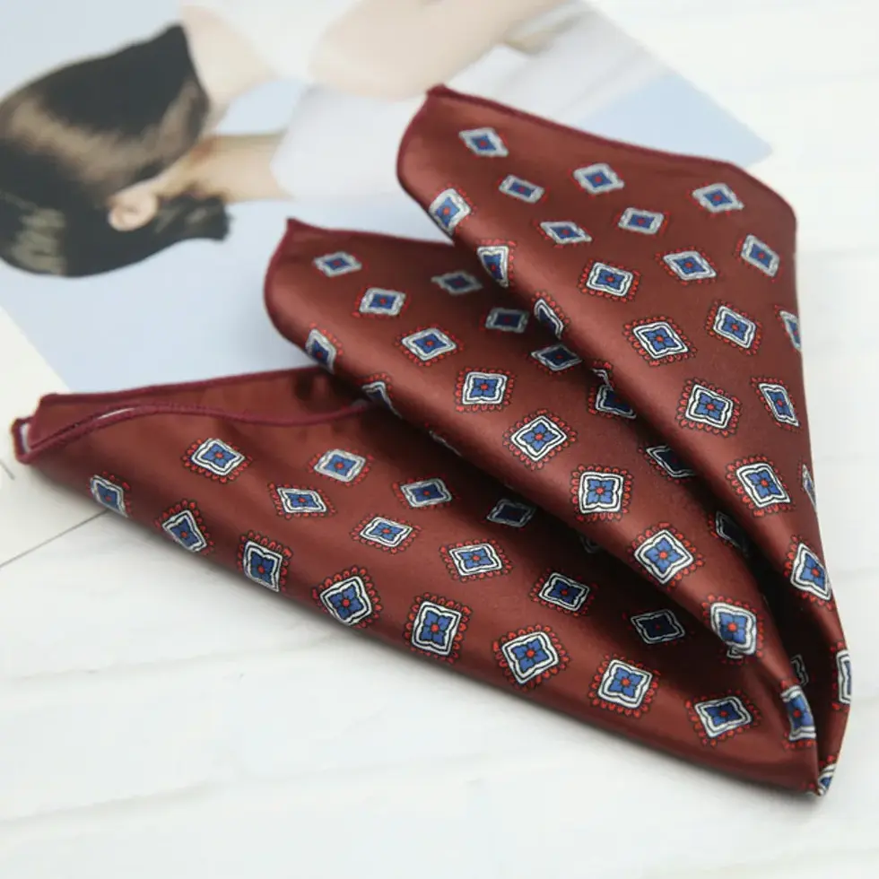 Thumbnail: 2026 Oversized Silky Pocket Square for Men 27CM Luxury Floral Dots Pocket Square
