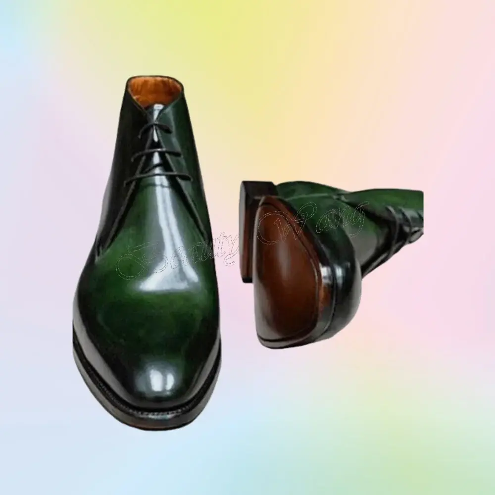 Green Patent Ankle Men Shoes Slip on Soft Pumps Men's Dress Shoes