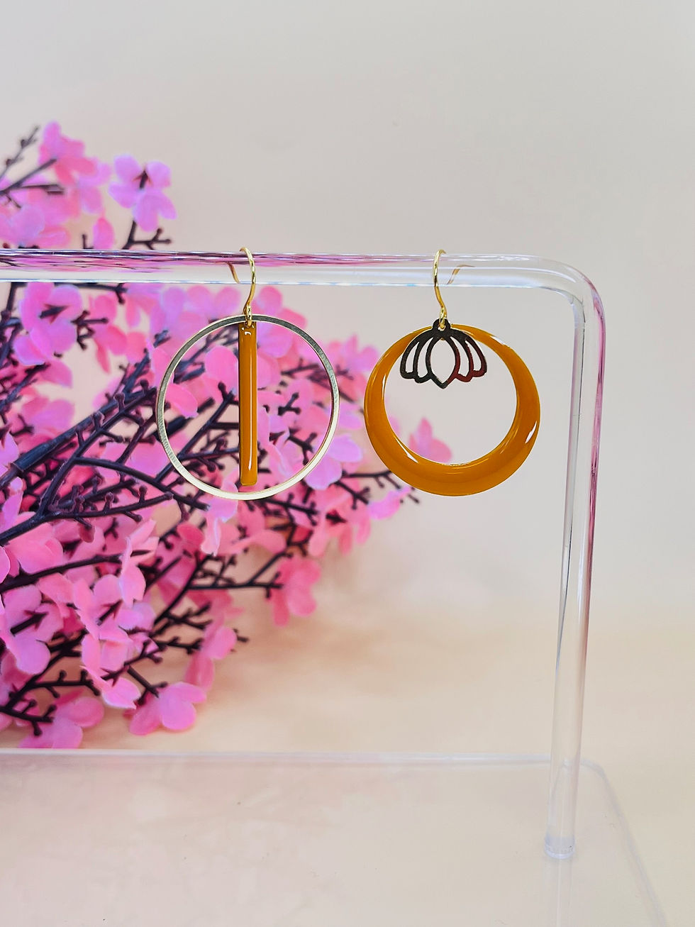 Boucles d’oreilles Zahara - doré et moutarde