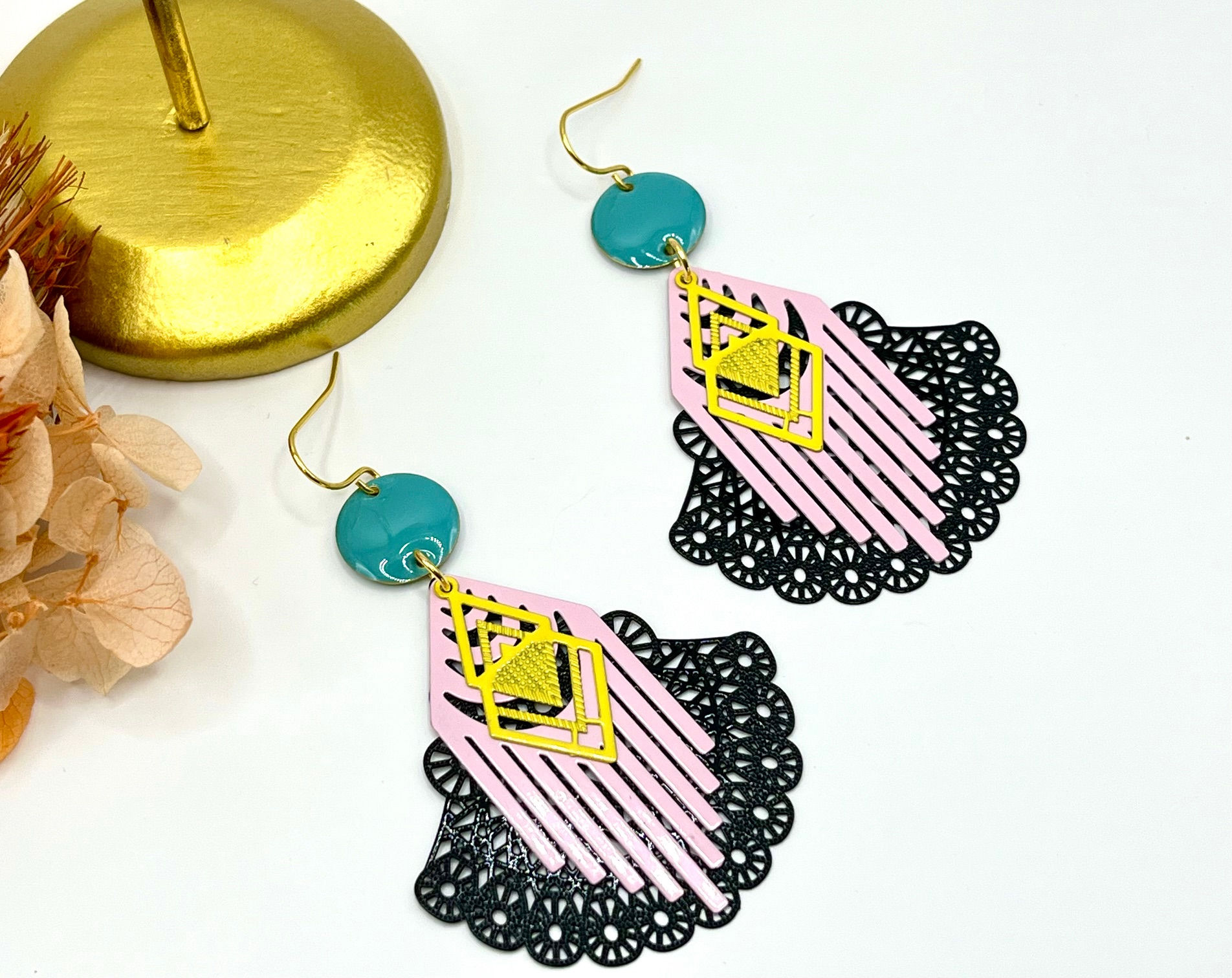 Boucles d’oreilles Mina - Rose & Noir