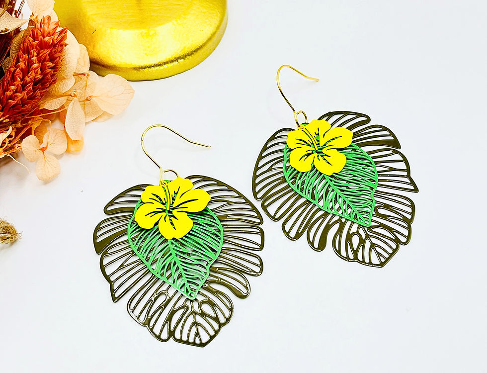 Boucles d’oreilles Naïa - Marron & Fleur Jaune