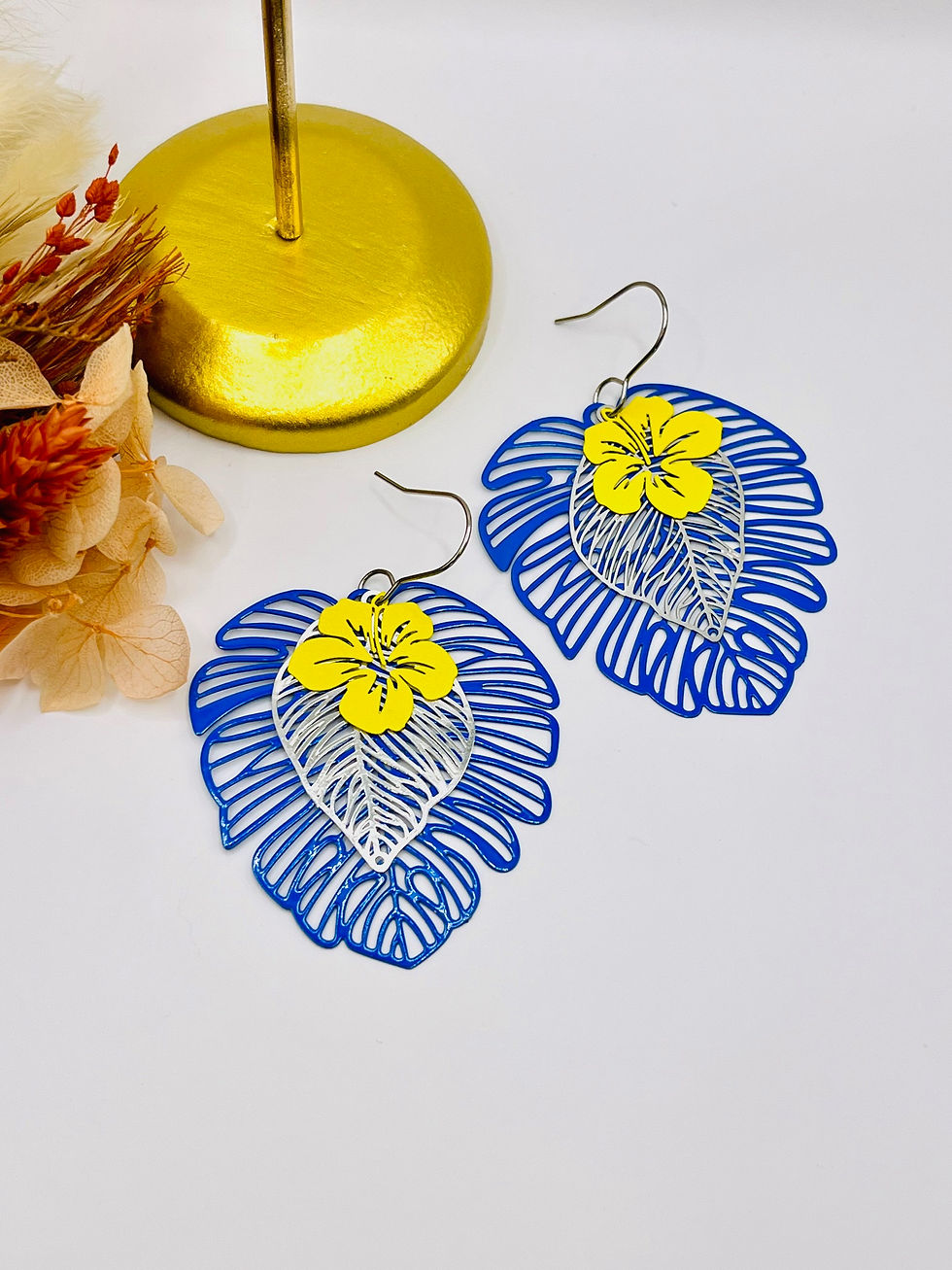 Boucles d’oreilles Naïa – Bleu & Jaune
