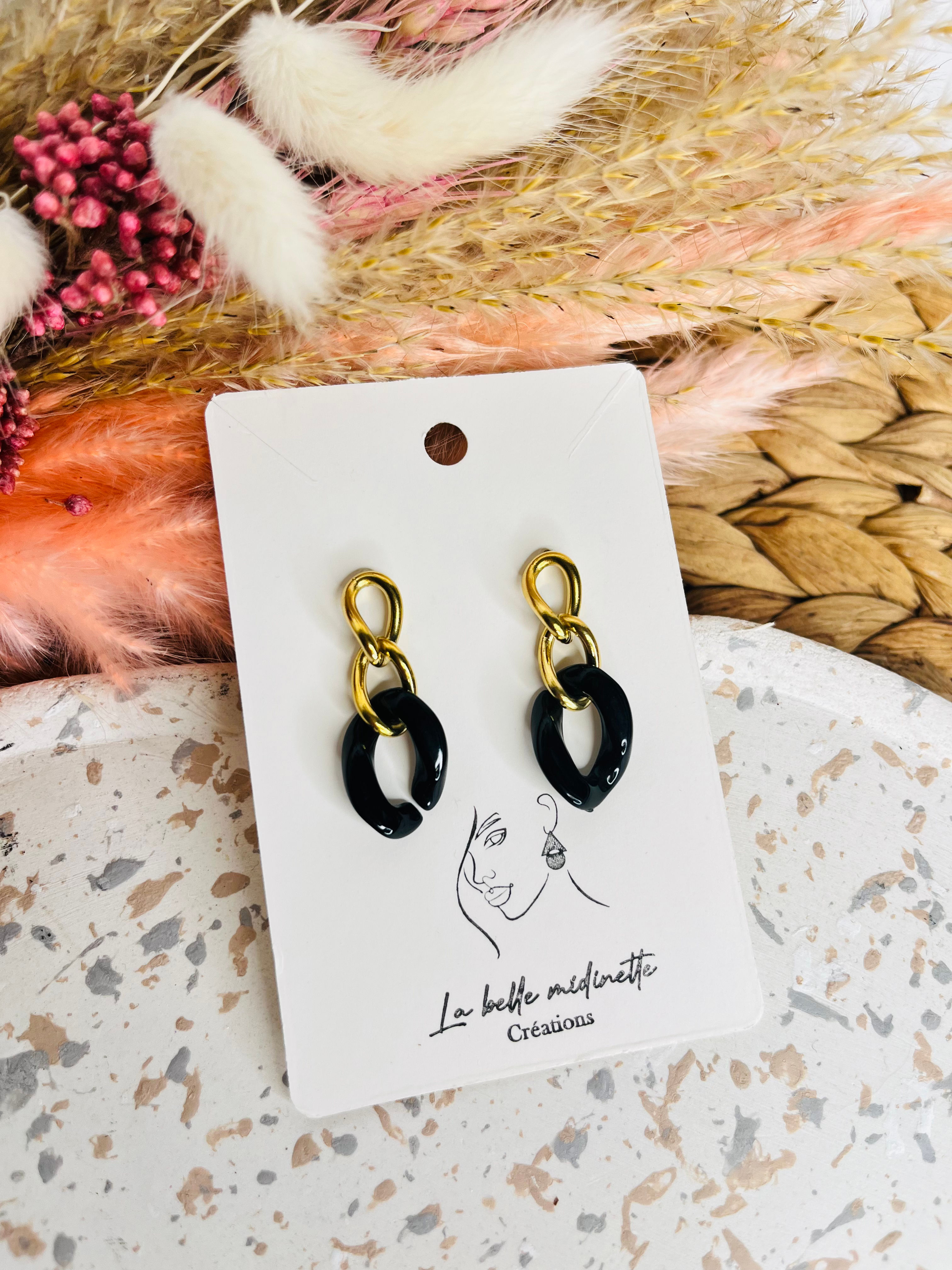 Boucles d'oreilles dorées maillons