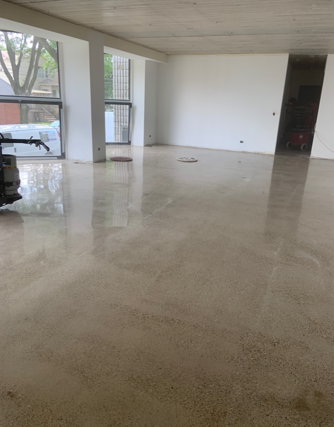 "During" photo, interior construction, living room, June 2020