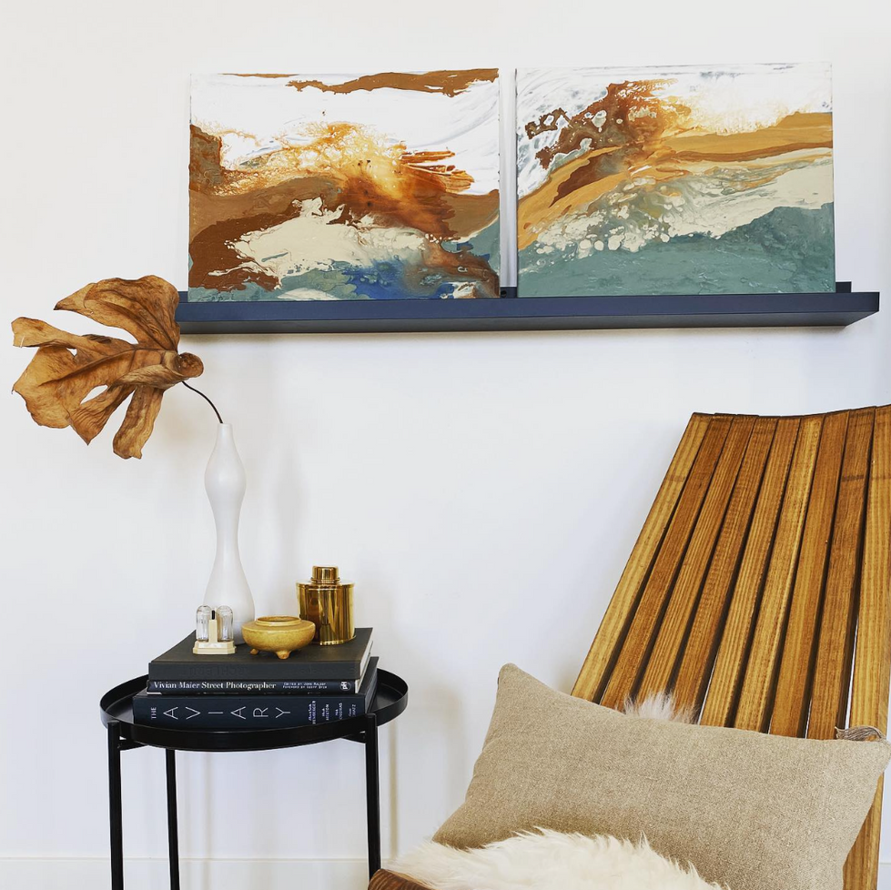 Lauren Crout paintings in our living room