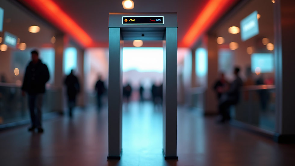 Close-up view of a metal detector gate at an event entrance