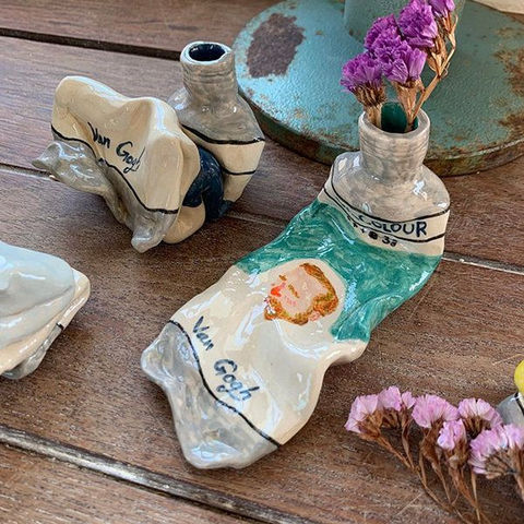 Van Gogh Inspired Paint Tube Decoration - Ceramic - Green - Yellow.jpeg