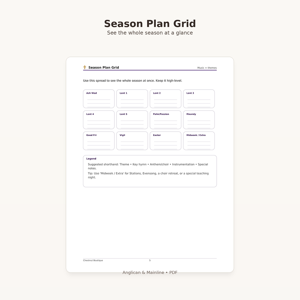 Thumbnail: Season plan grid — Lent at-a-glance planning overview (PDF)