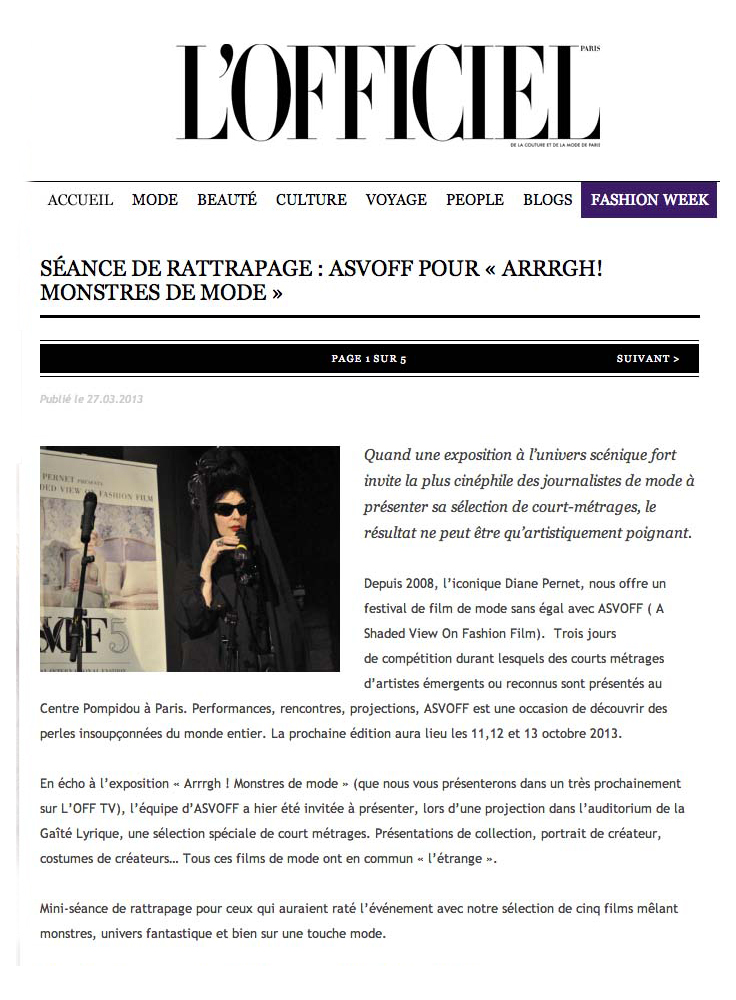 Asvoff Press Diane Pernet A Shaded View On Fashion Film