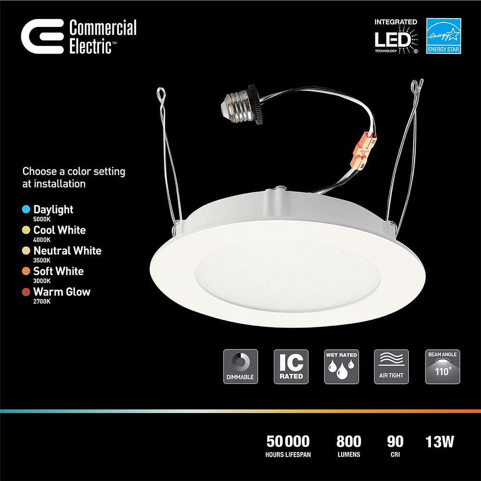Thumbnail: 6 in. Selectable CCT Integrated LED Retrofit Ultra-Slim White Recessed Light Tri