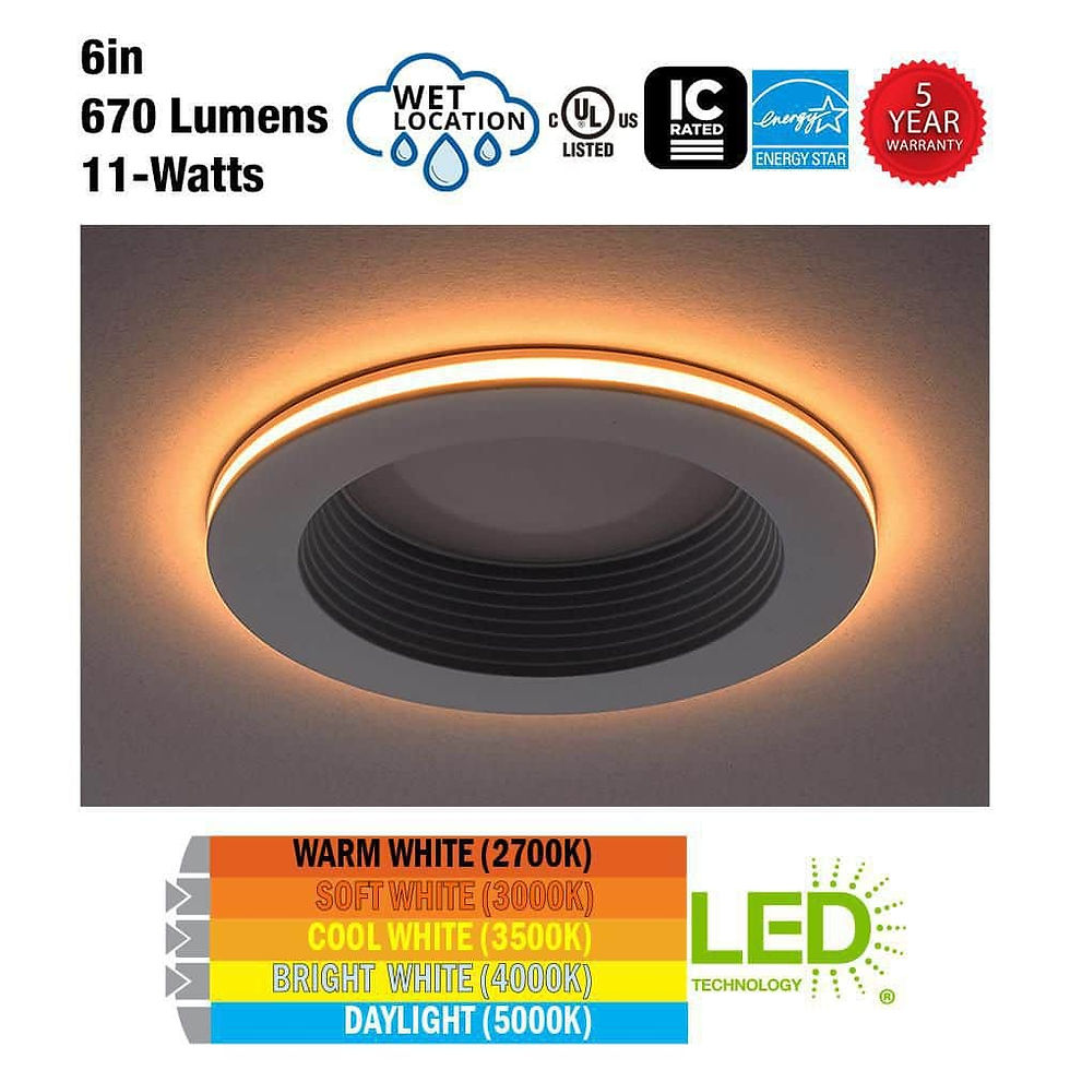 Thumbnail: 6 in. Selectable CCT Integrated LED Recessed Light Trim with Night Light Trim Fe