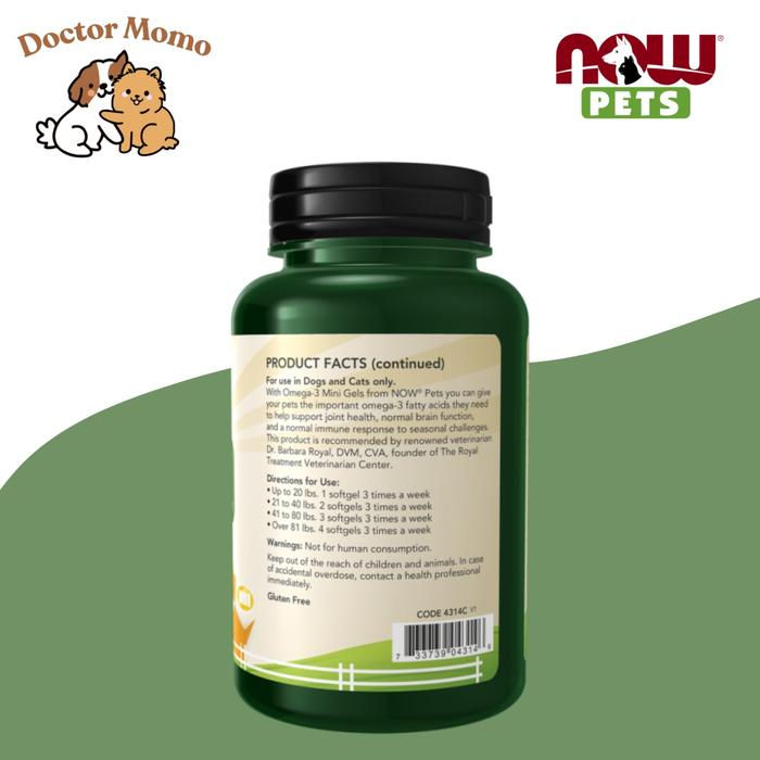 Thumbnail: Now Pets Omega 3 Mini Gels 180 Soft Gels Dog Cat Supplement Fish Oil