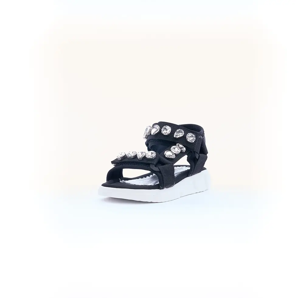 Miniatura: SANDALO BIMBA GAELLE NERO CON STRAPPI GIOIELLO