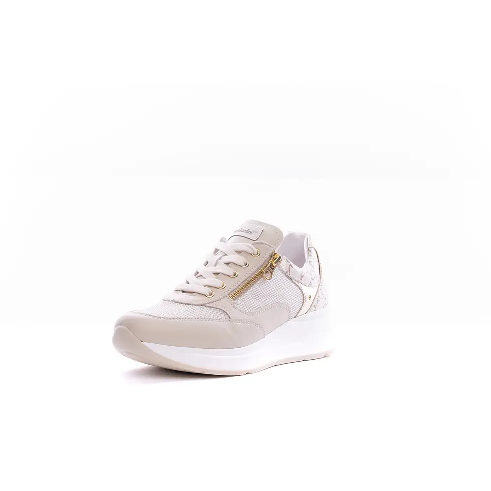 Miniatura: SNEAKERS DONNA NERO GIARDINI IN PELLE MILK CON INSERTI LOGATI