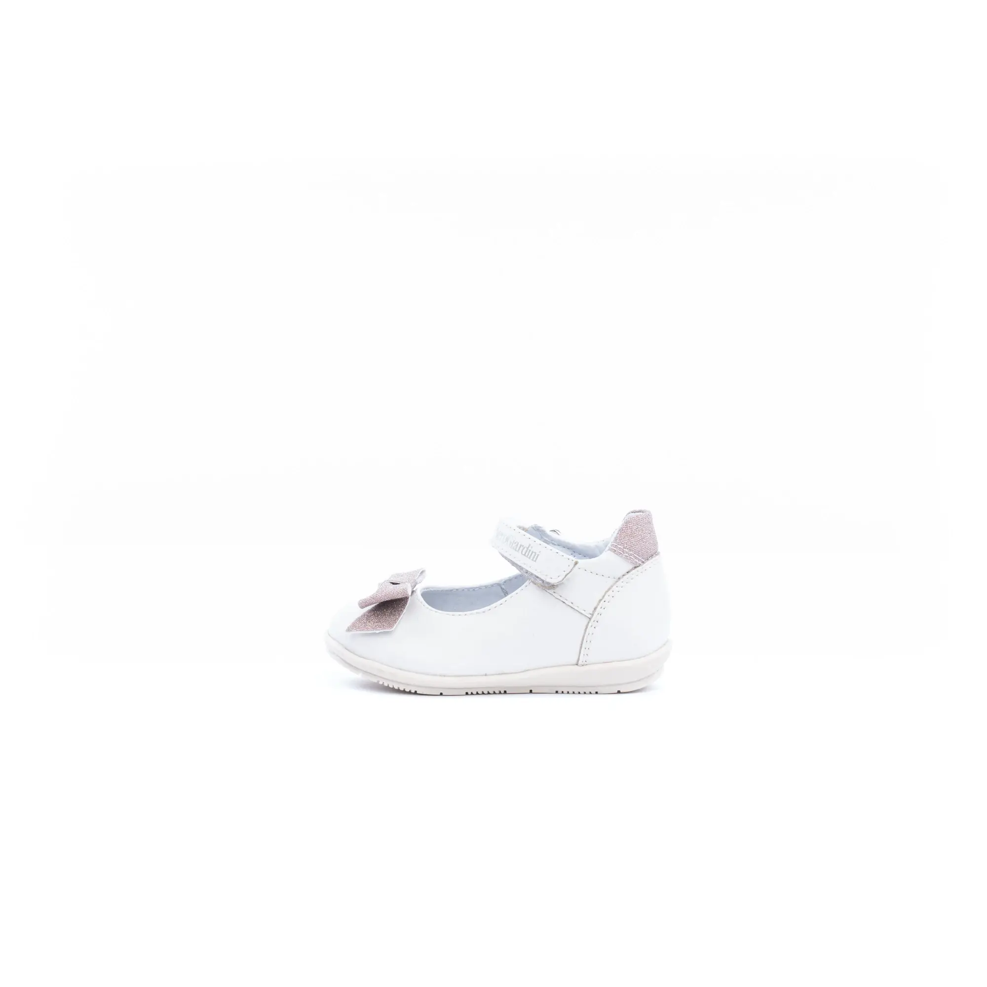 Ballerina bambina "NERO GIARDINI JUNIOR" in pelle crema con fiocco rosa
