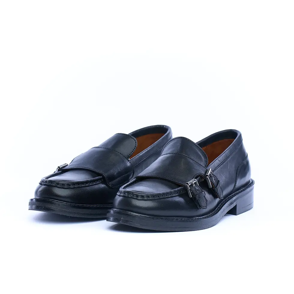 Miniatura: Mocassino donna "HADEL" in pelle nero con patta e fibbie