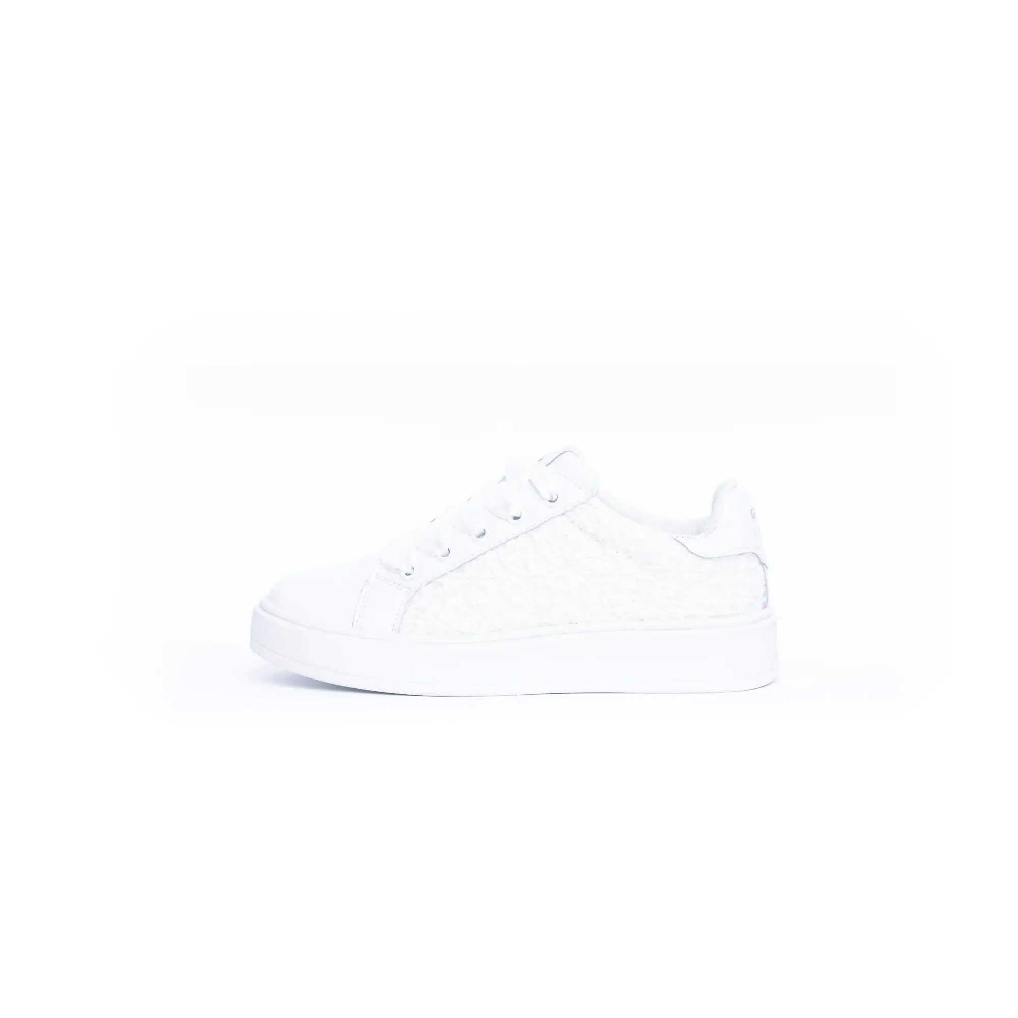 Sneakers "GAELLE" bimba in pelle bianca con pizzo