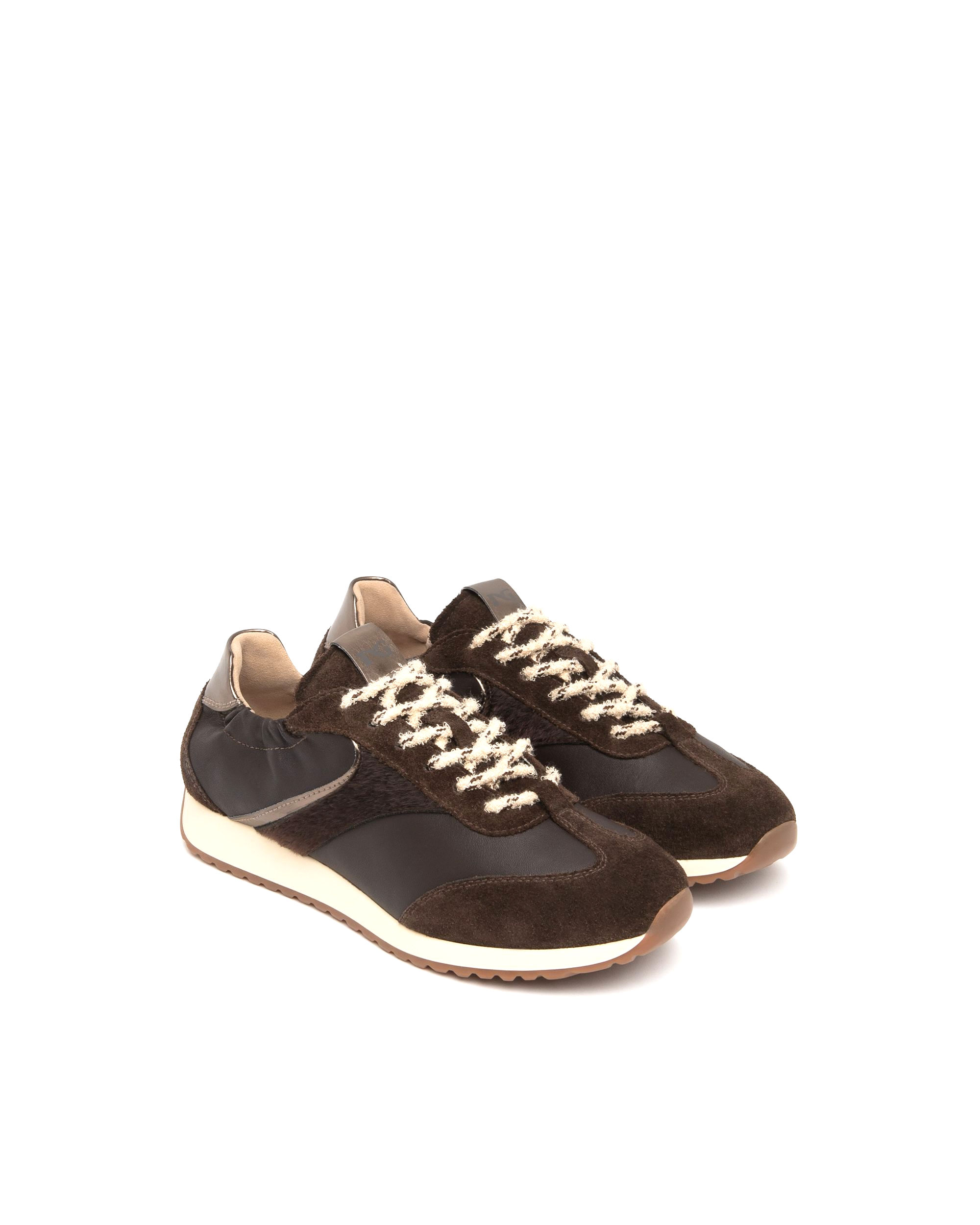 Sneakers "NERO GIARDINI " linea Donna in pelle color caffè