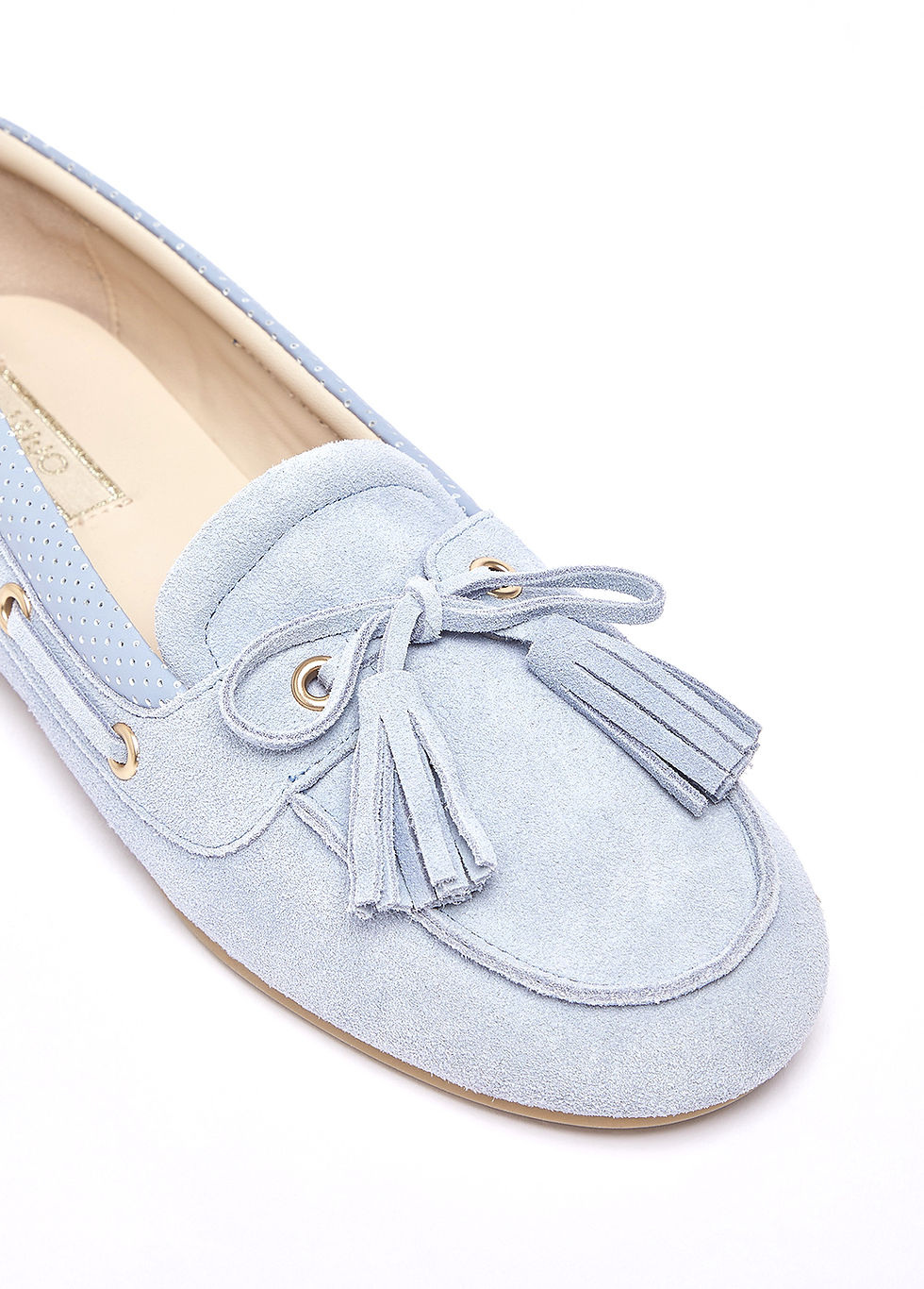Miniatura: Mocassino barca "LIU JO " donna in suede azzurro polvere con nappine