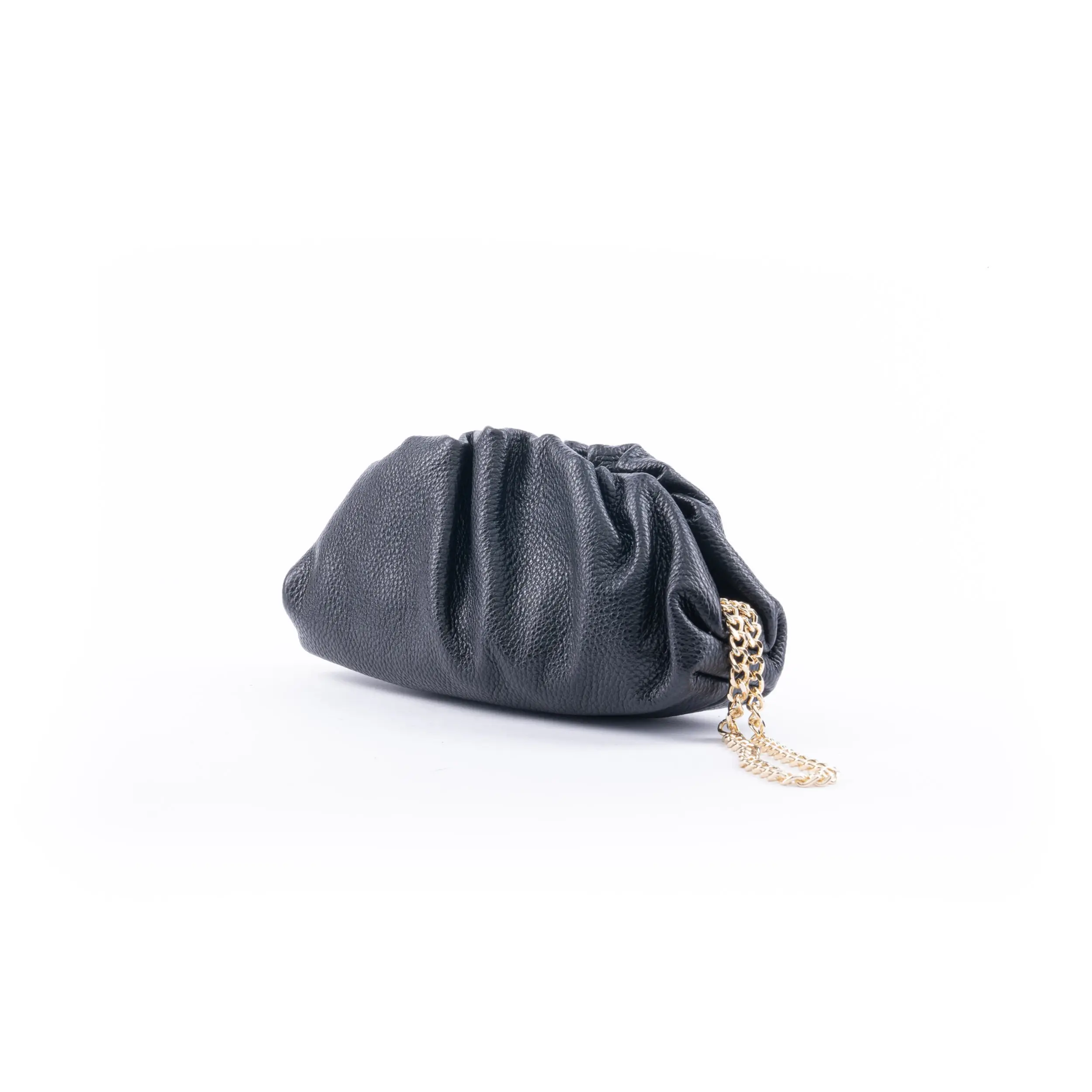 BORSA MINI CLUTCH "ISA" IN PELLE LAMINATA NERO